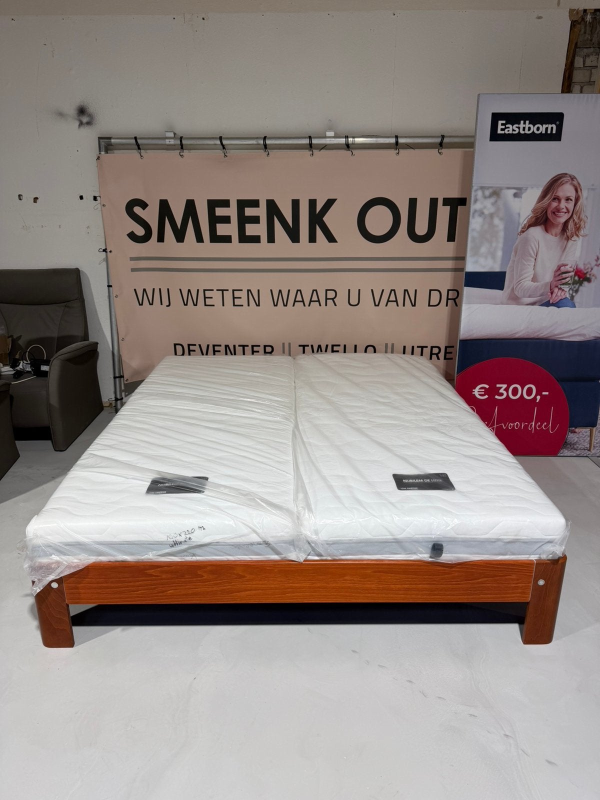 Aupung Auronde 180x210 +NIEUWE kwaliteitsmatrassen! Verstelb, 210 cm, Tweepersoons, Ophalen of Verzenden, Zo goed als nieuw