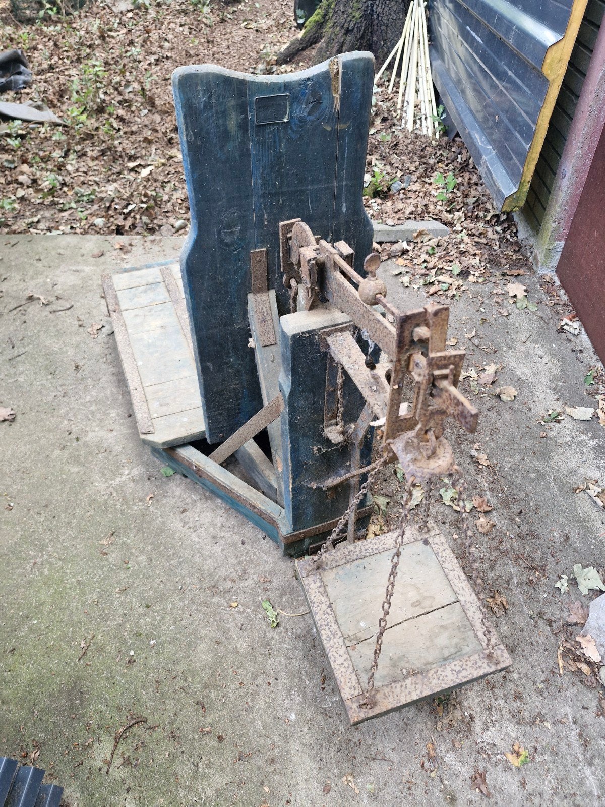 Antieke bascule weegschaal - Decoratief en functioneel, Ophalen, Gebruikt, Vloerweegschaal, 200 kg of meer