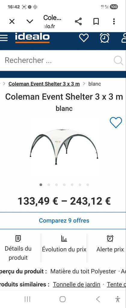 Coleman shelter 3x3 met een afsluitbare zijkant grijs groen, Ophalen, Zo goed als nieuw, Minder dan 5 meter