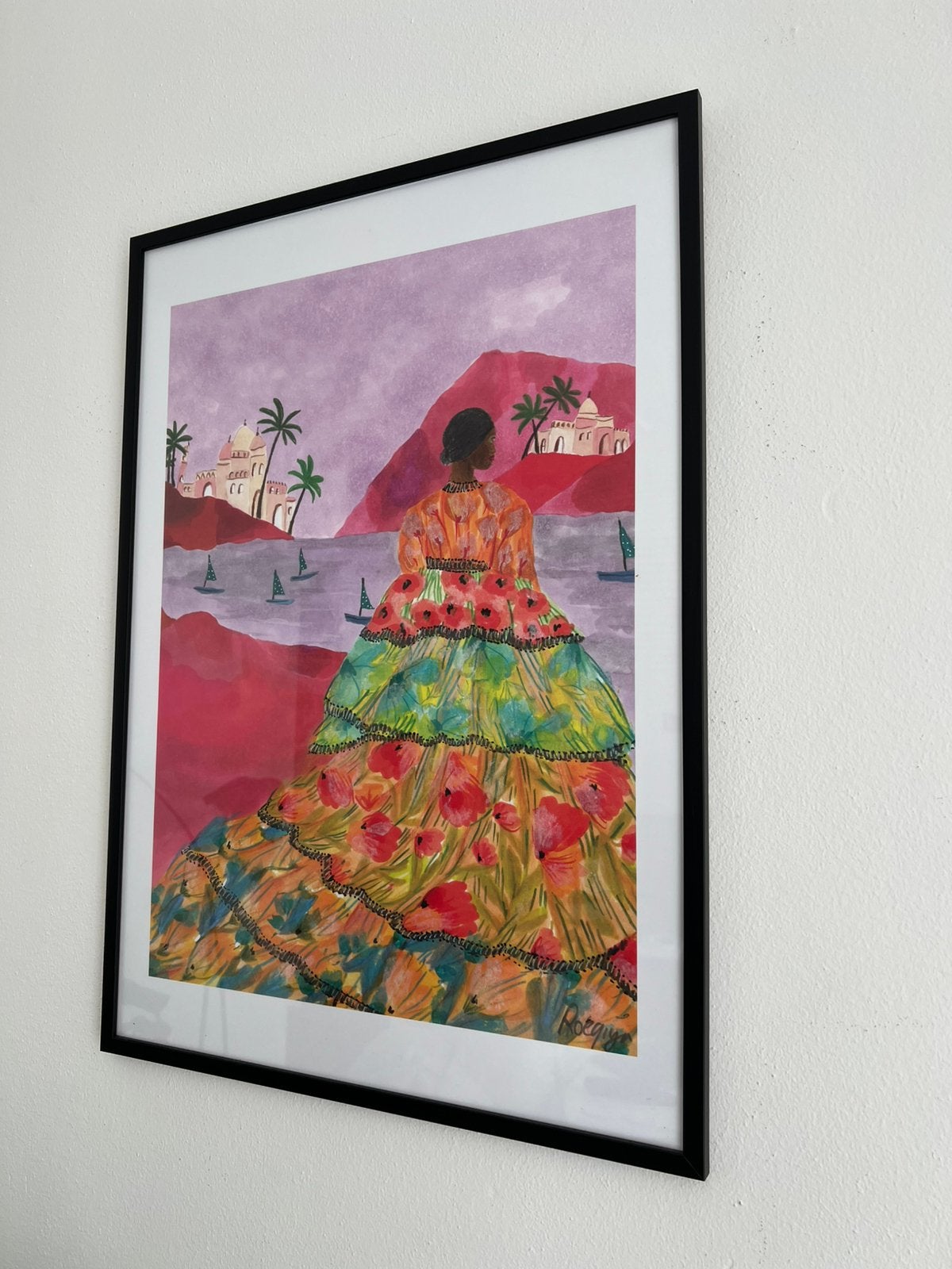 Originele Roeqiya Fris art print 50x70 cm, Ophalen, Papier/karton, Print, Bloemen
