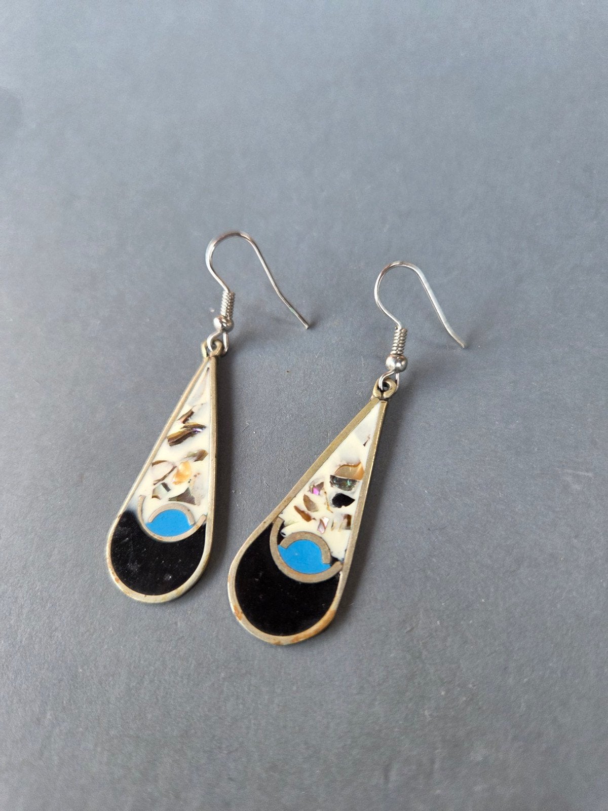 oude oorbellen met abalone, Overige materialen, Verzenden, Zilver, Hangers