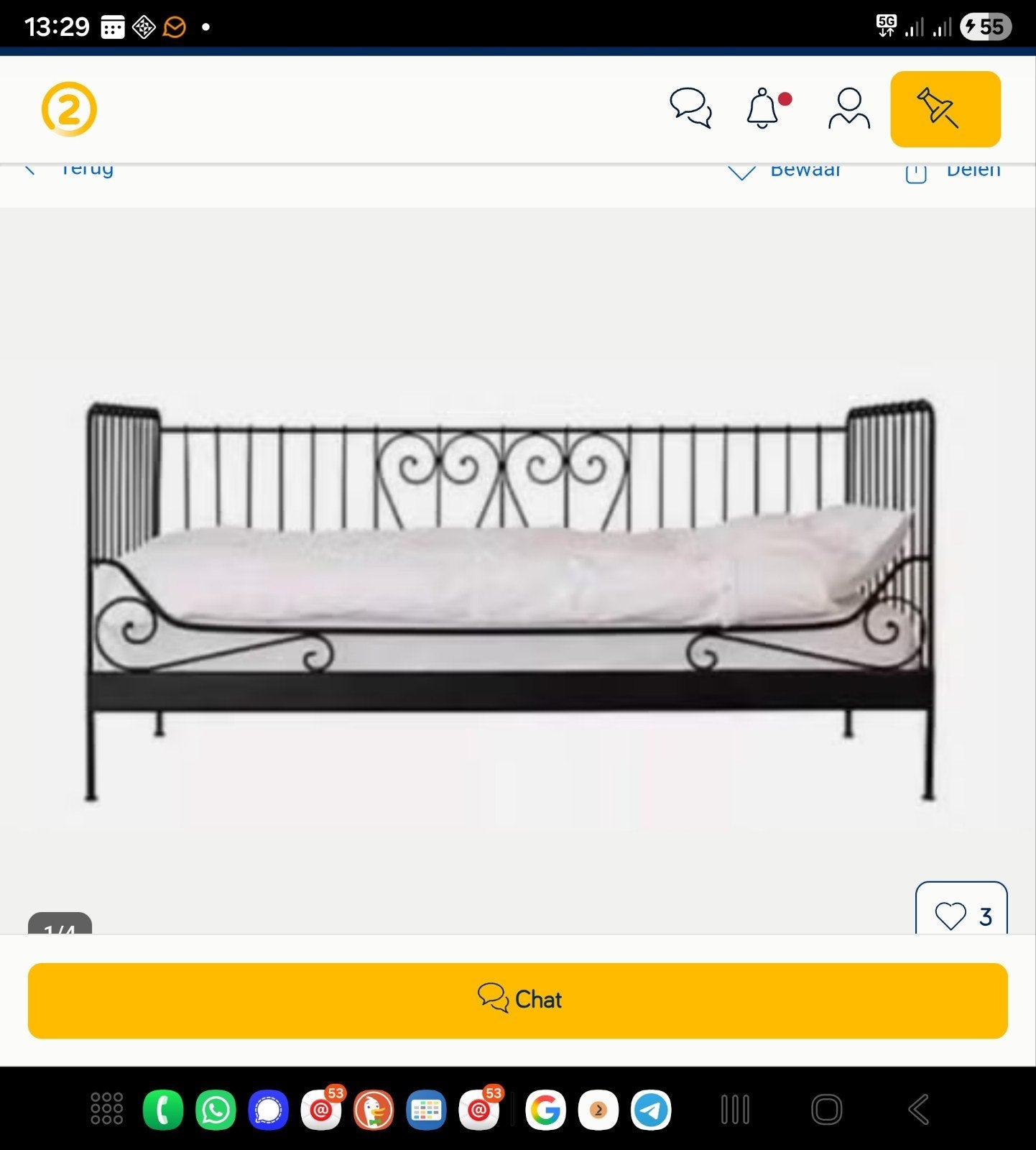 IKEA Eenpersoonsbed 90x200 met spiraalbodem, Ophalen, Gebruikt, 90 cm, Eenpersoons