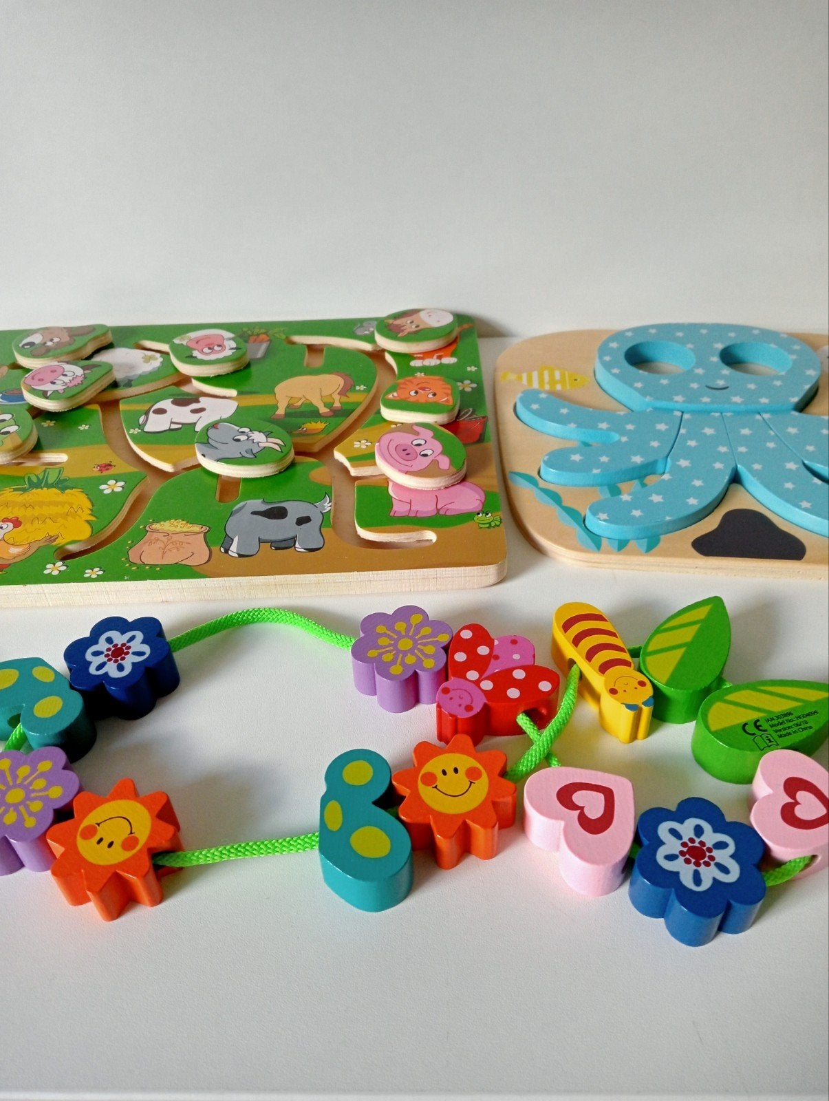 Houten puzzels en rijgkralen set, Ophalen of Verzenden, Zo goed als nieuw, Overige typen