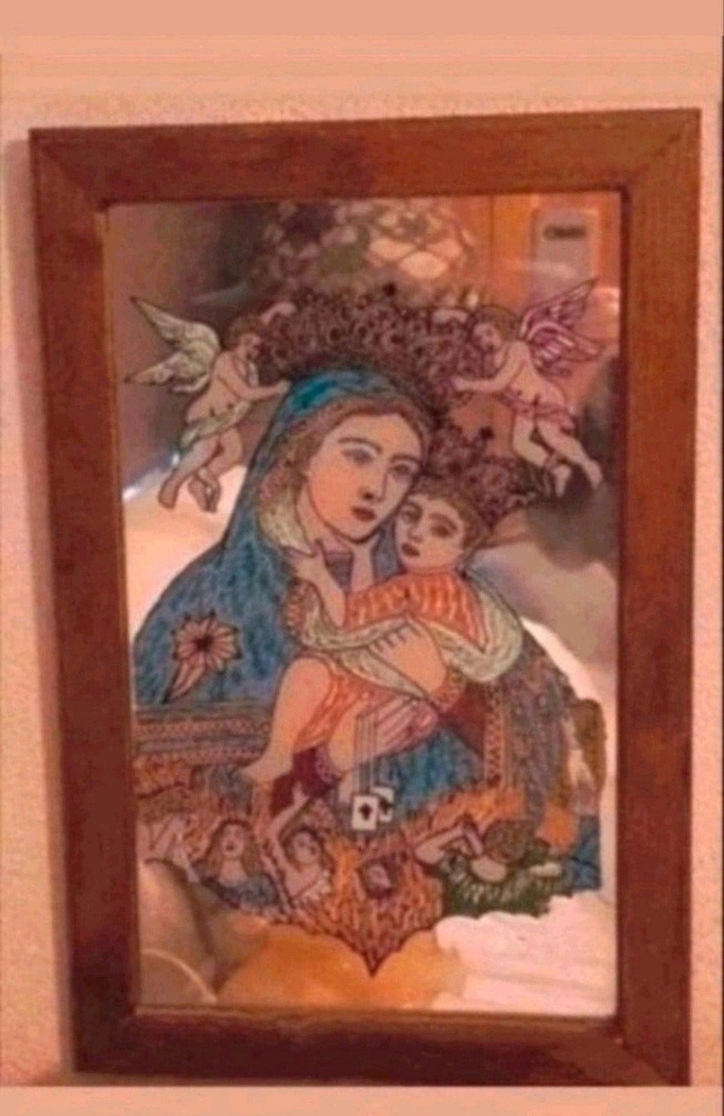 Vintage Maria en Kind Spiegel
H 50 cm., Antiek en Kunst, Ophalen of Verzenden