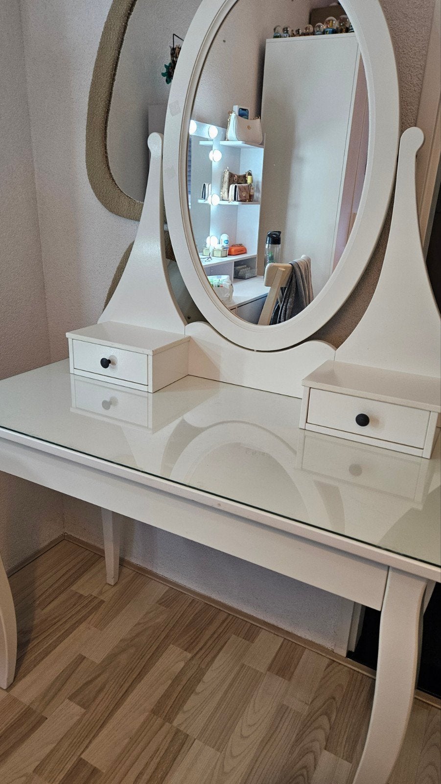 IKEA HEMNES Toilettafel met spiegel, wit, 100x50 cm, Ophalen, 50 tot 100 cm, 150 tot 200 cm, Hout