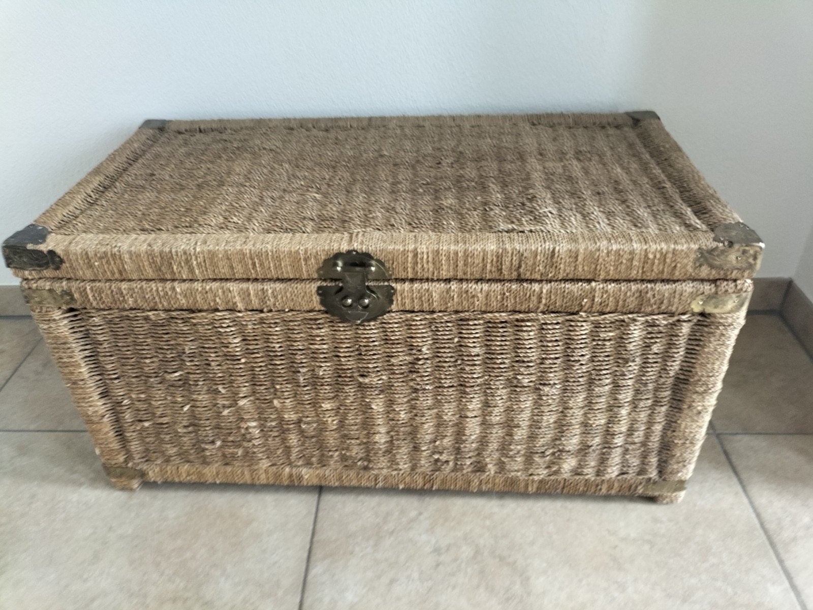 Grote rieten opbergkist / dekenkist - 80x40x42 cm, Huis en Inrichting, Woonaccessoires | Kisten, Ophalen, Gebruikt, 50 tot 100 cm