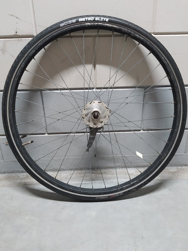 RVS voorwiel 28' (matzwart gemaakt) met trommelrem, Fietsen en Brommers, Fietsonderdelen, Ophalen, Gebruikt, Stadsfiets, Overige materialen