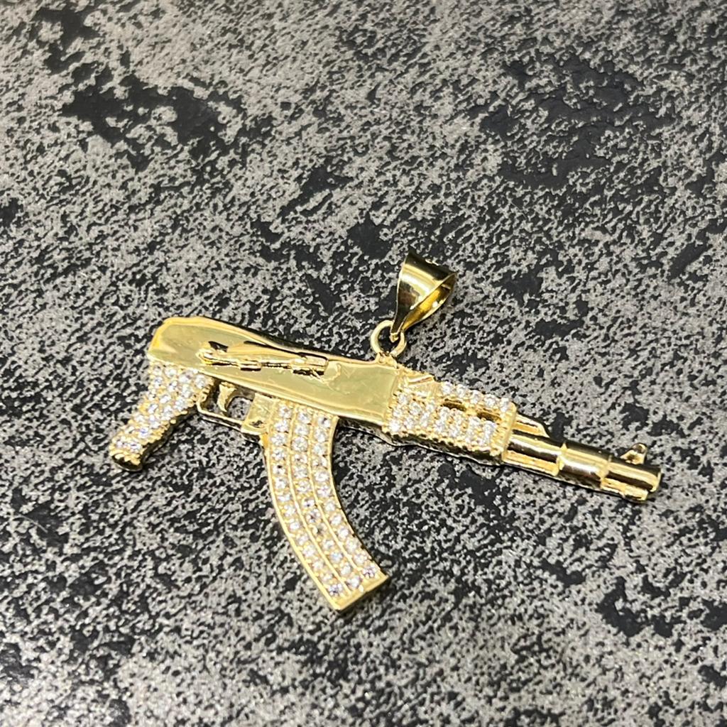14 karaat gouden hanger ak47 geweer wapen kettinghanger, Sieraden, Tassen en Uiterlijk, Ophalen of Verzenden, Nieuw, Goud, Kruis of Symbool