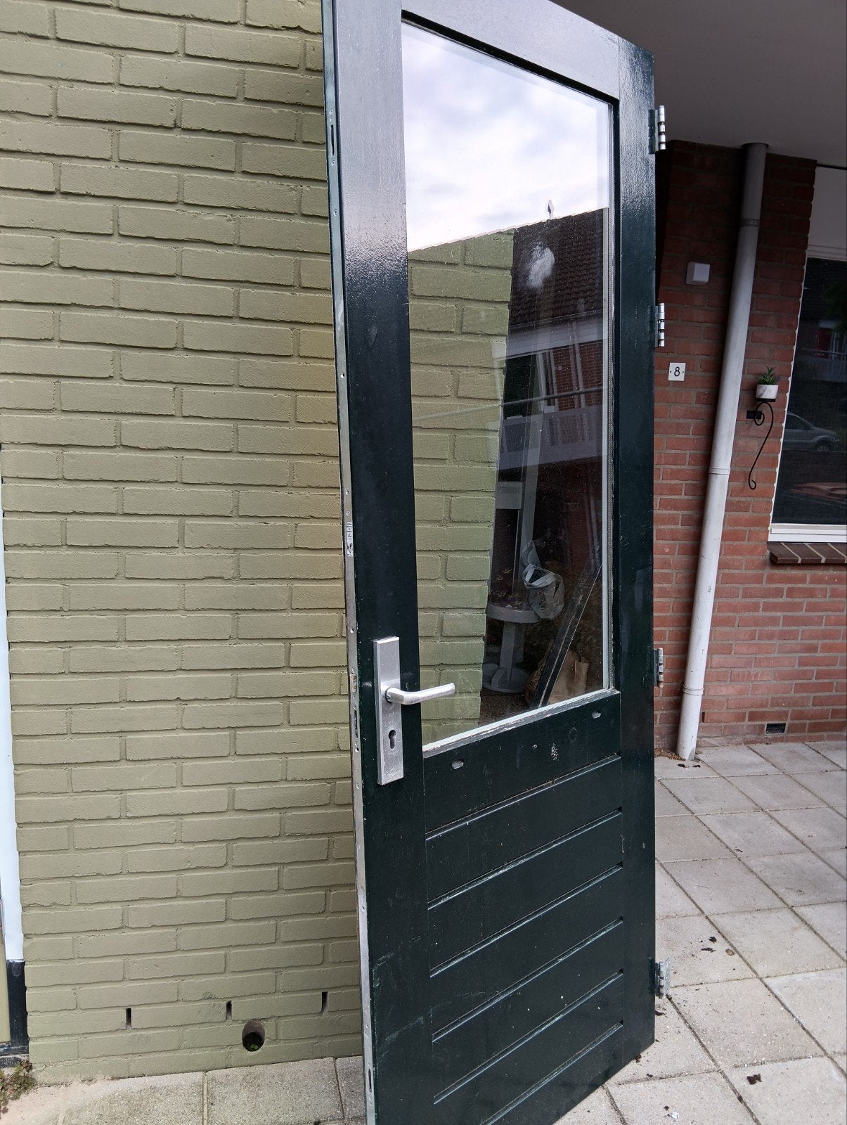 hardhouten merbau buitendeur hr++ glas,3 punt sluiting €60, Ophalen, 80 tot 100 cm, 215 cm of meer, Glas
