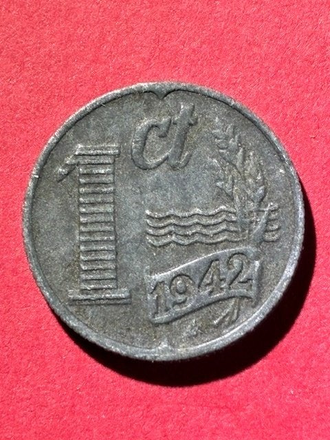 Nederland - Duitse bezetting, 1 Cent 1942 zink, Verzenden, Koningin Wilhelmina, 1 cent, Losse munt