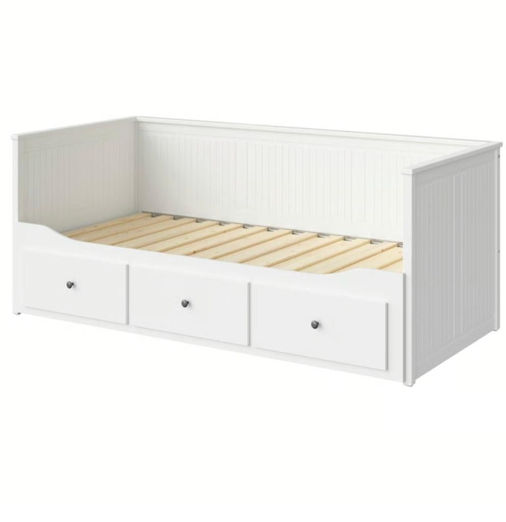 Ikea Hemnes Bedbank met 3 lades - Wit, Huis en Inrichting, Slaapkamer | Bedden, Ophalen, Eenpersoons, Wit, 80 cm