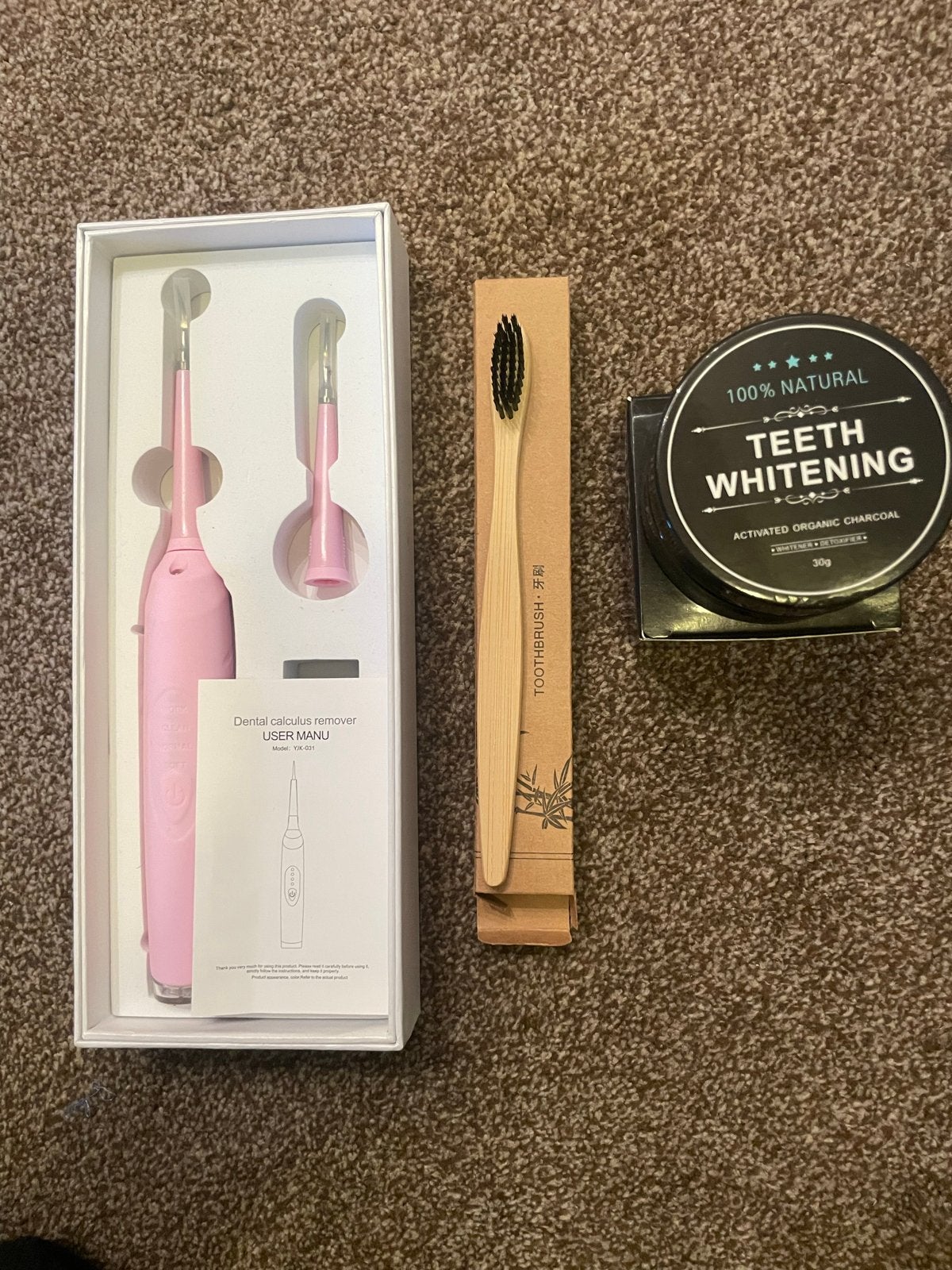 Roze Tandsteenverwijderaar Set met Tandenborstel & Whitening, Sieraden, Tassen en Uiterlijk, Ophalen of Verzenden, Nieuw, Overige typen