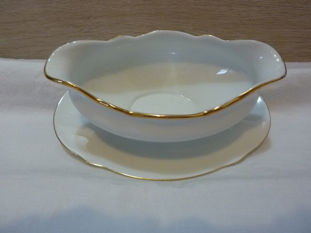 sauciere wit porselein met goud randje, Ophalen of Verzenden, Zo goed als nieuw, Porselein, Overige typen