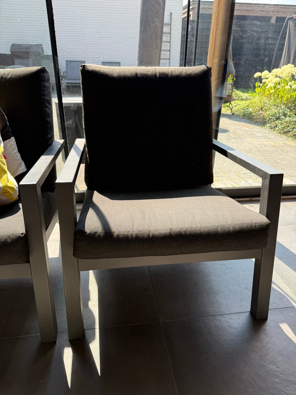 Zo goed als nieuwe fauteuils met hockers en kussens, Ophalen, Zo goed als nieuw, Stof, 75 tot 100 cm