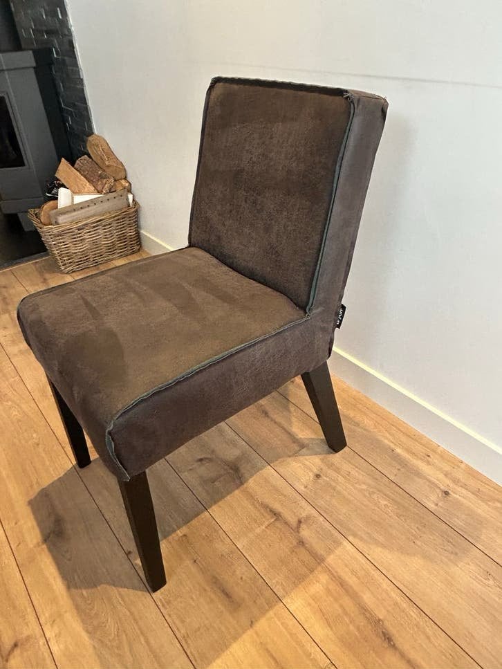 Be Pure Eetkamerset: 4 Stoelen & 1 Bank - Donkergrijs, Ophalen, Gebruikt, Vier, Stof