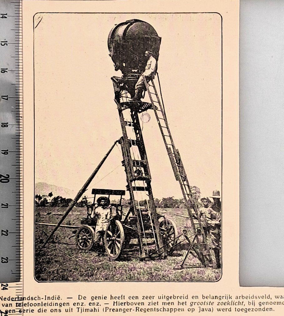 Leger Indië 1924;zoeklicht van corps Genietroepen te Tjimahi, Verzenden, Voor 1940, Gebruikt, Overige onderwerpen