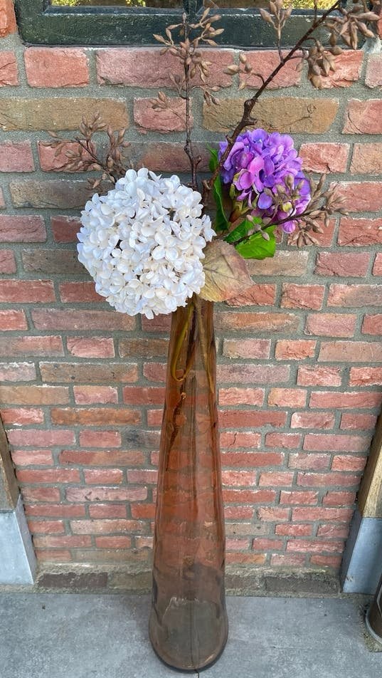 Hoge glazen vaas 1 meter - Zonder takken/bloemen, Huis en Inrichting, Ophalen, Gebruikt, Bruin, Glas
