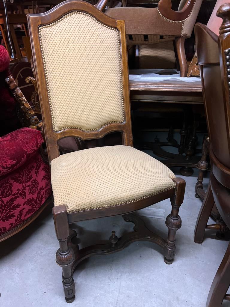 Set van 6 antieke eiken eetkamerstoelen, Ophalen
