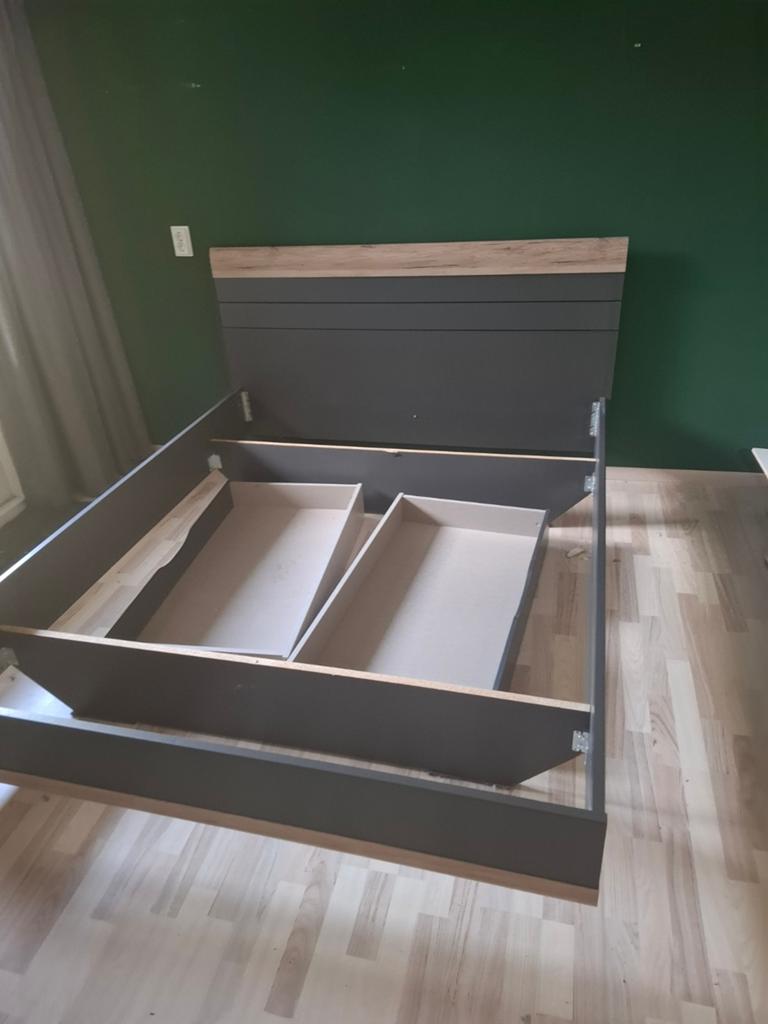 Bedframe 160x200 met opbergvakken, Ophalen, Gebruikt, Blauw, Tweepersoons
