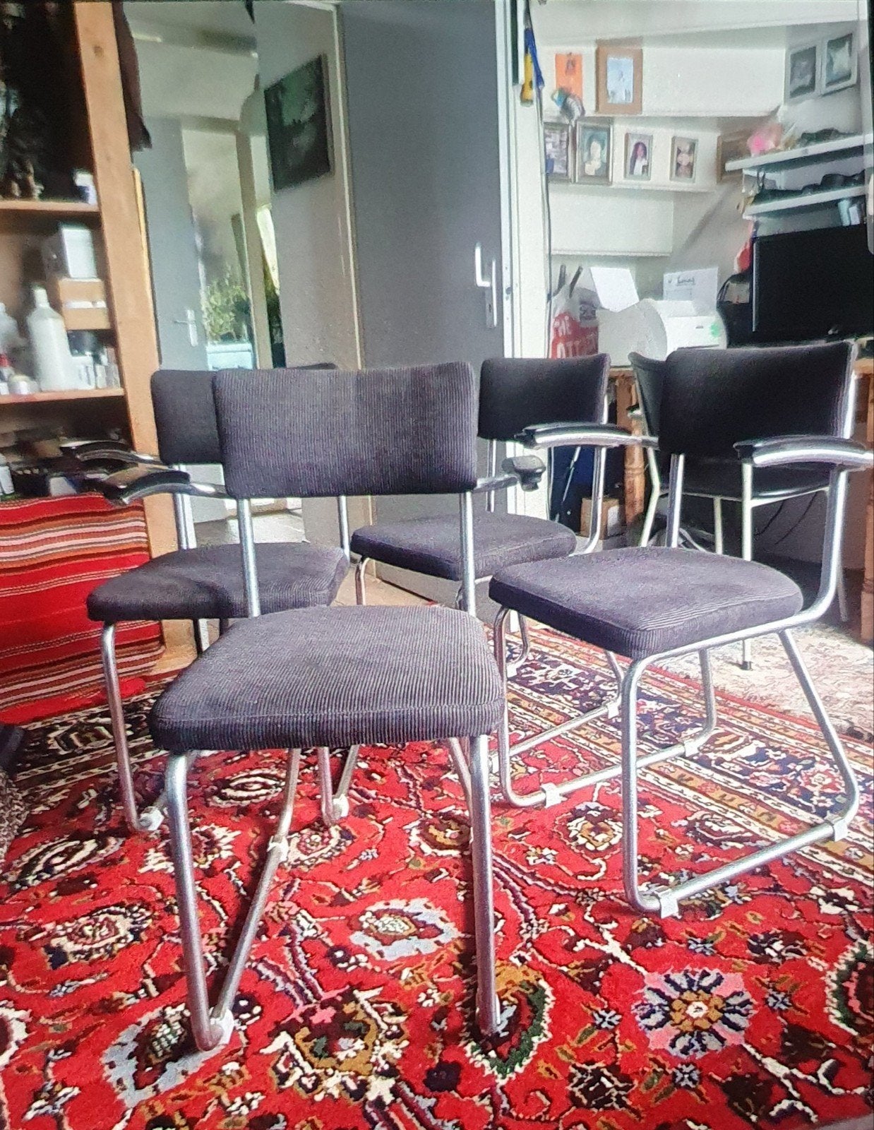 set eetkamerstoelen, Huis en Inrichting, Ophalen, Gebruikt, Ribstof, Bruin