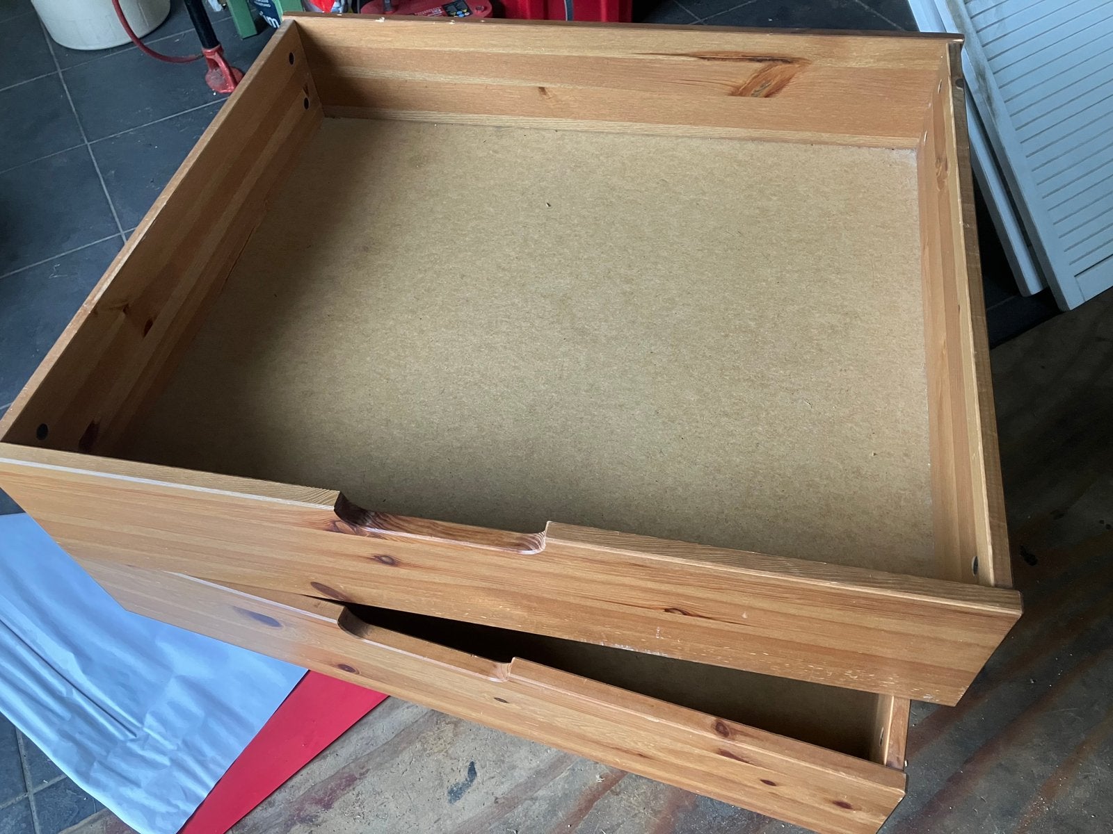 Houten lades voor onder een bed, Ophalen, Gebruikt, Eenpersoons, Wit