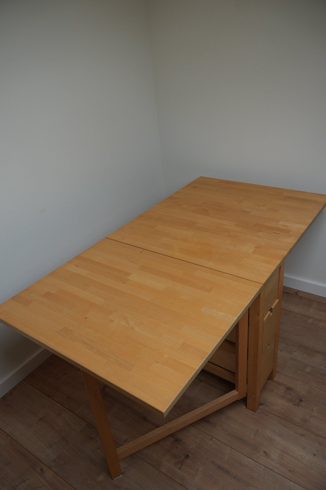 IKEA NORDEN klaptafel 26/89/152x80 - berken - 6 laden, Ophalen, Zo goed als nieuw, 150 tot 200 cm, Vier personen