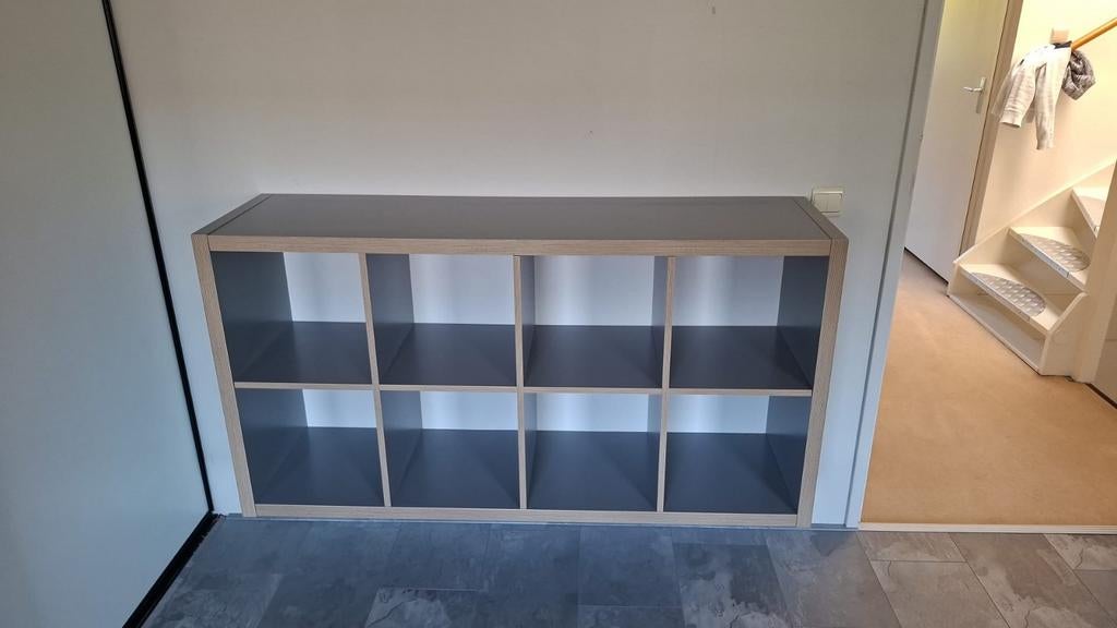 Kallax kast met 8 vakken - Licht en donkergrijs, Ophalen, Gebruikt