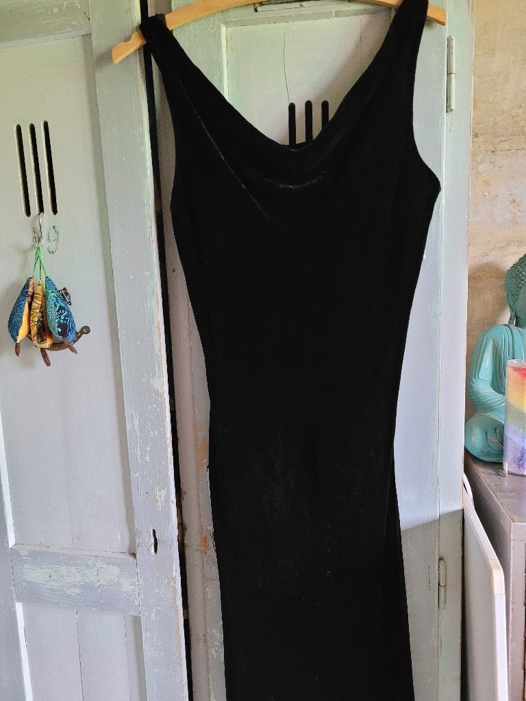 LAURA ASHLEY Jurk / GALAJURK / Feestjurk velours Maat: 38, Maat 38/40 (M), Galajurk, Verzenden, Zwart