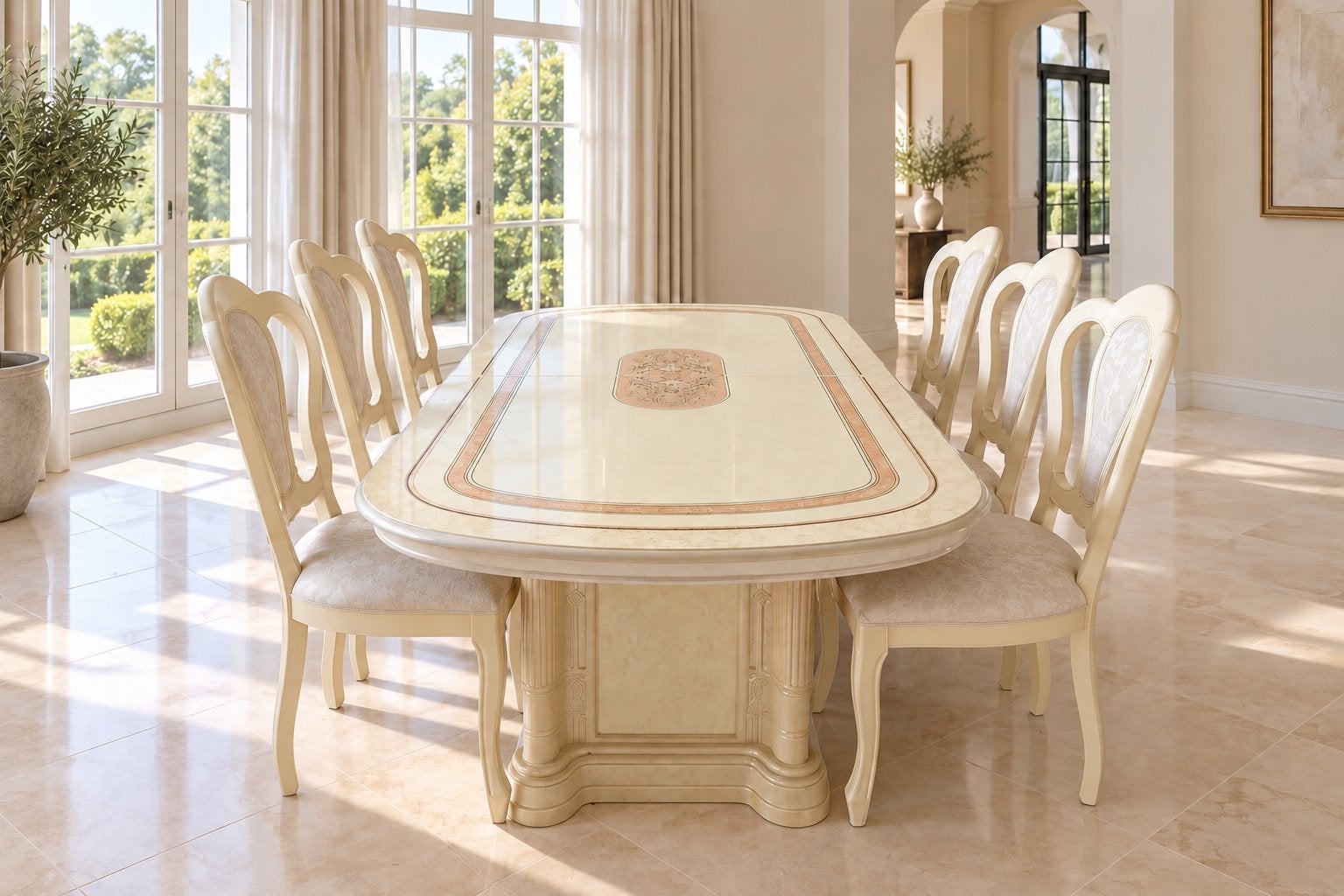 Elegant Cream Furniture Set – €1,300, Huis en Inrichting, Ophalen, Zo goed als nieuw, Rechthoek