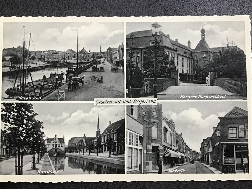 Oud-Beijerland Groeten uit 1937, Verzenden, 1920 tot 1940, Gelopen, Zuid-Holland