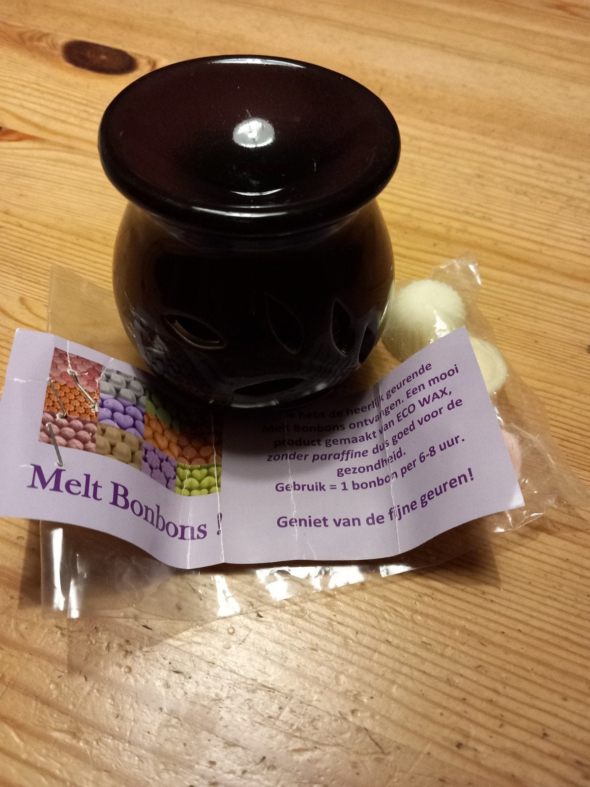 kleine kandelaar met 3 melt bonbons erbij., 9 cm, Geurverspreider, Bruin, Nieuw