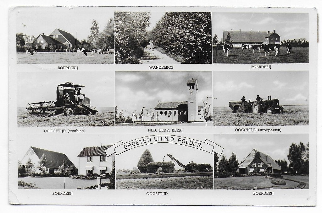 Noord Oost Polder Ansichtkaart uit 1959 ( B7741 ), Ophalen of Verzenden, 1940 tot 1960, Gelopen, Zeeland