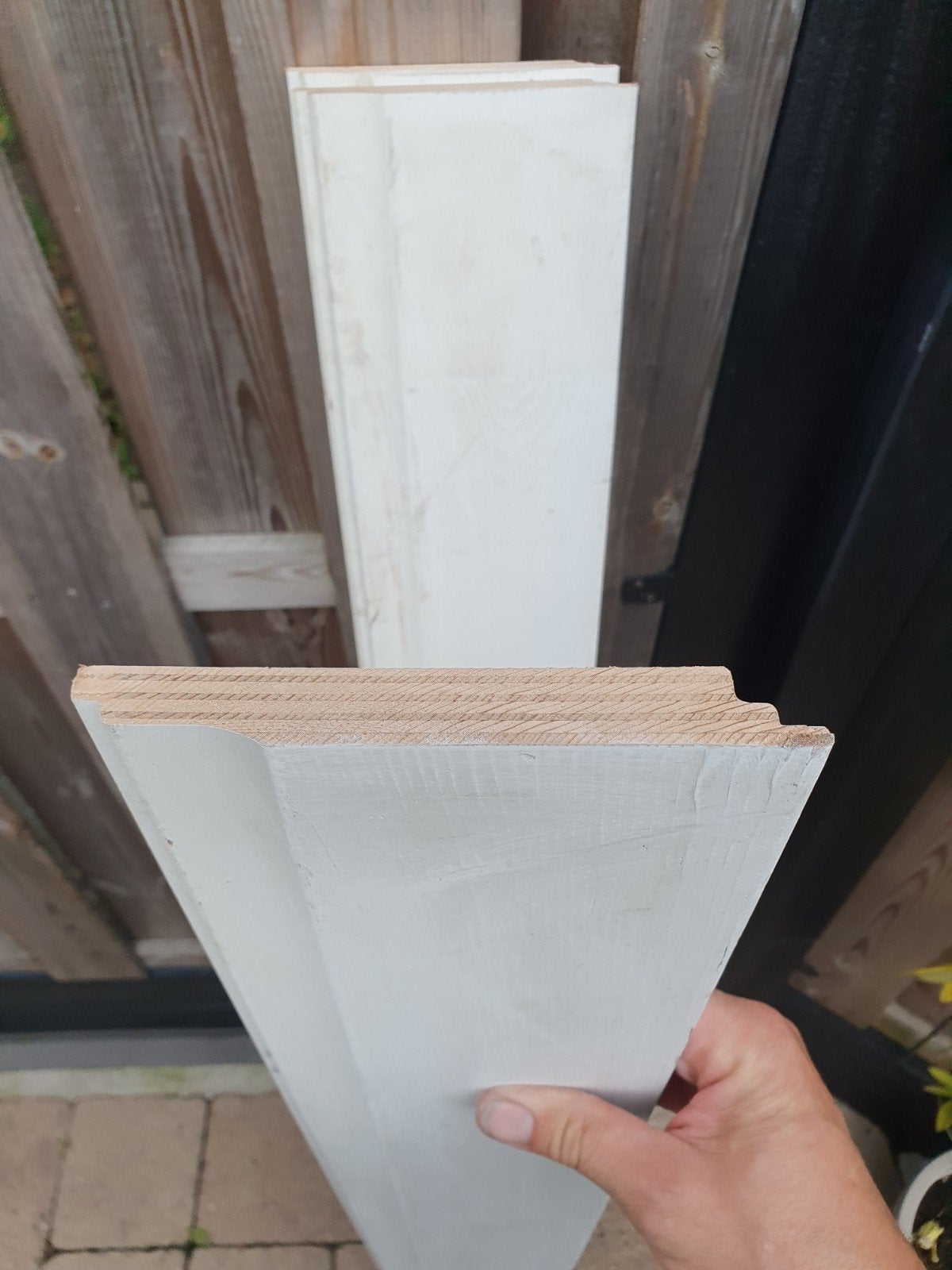 3x146 cm lange rabatdelen, Gebruikt, 25 tot 50 mm, Ophalen of Verzenden, Plank