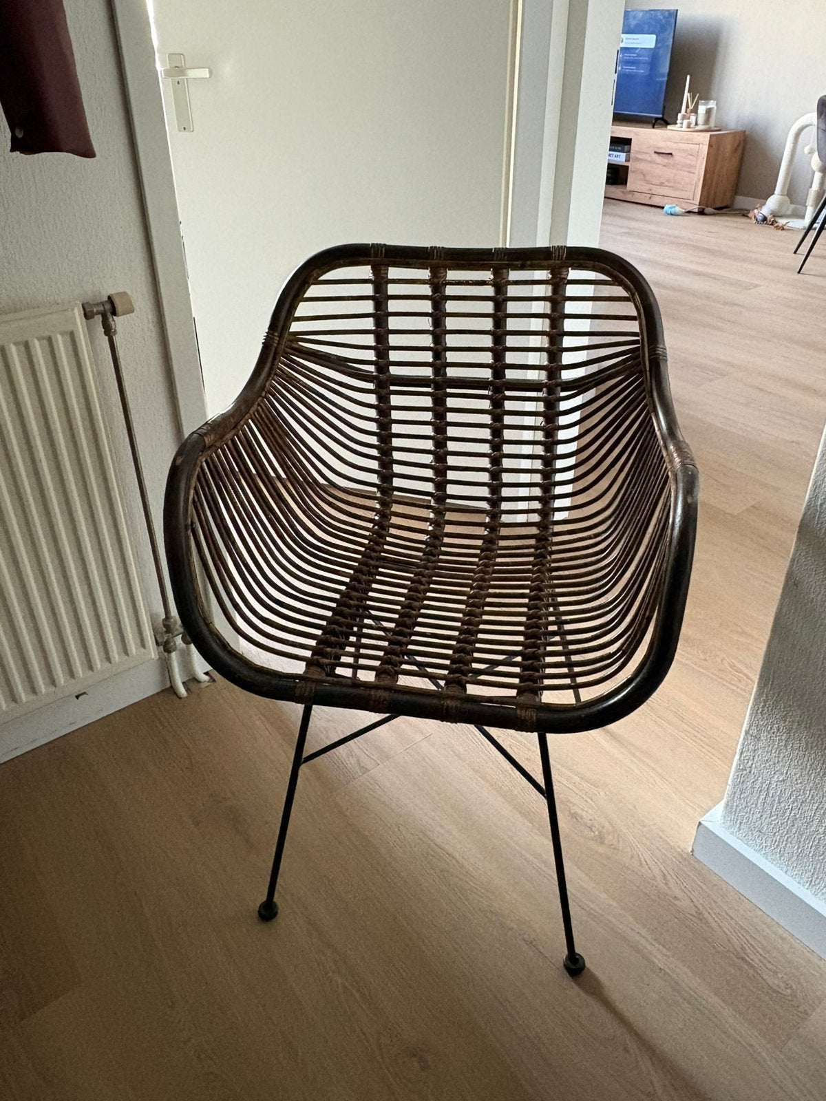 vintage/bohemian rotan vlinderstoel, Ophalen, Zo goed als nieuw, Bruin, Eén
