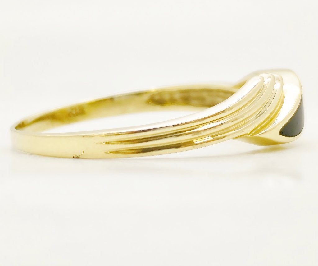 18k Geel Gouden ring met Onyx, Geel, Nieuw, Ophalen of Verzenden, Kleiner dan 17
