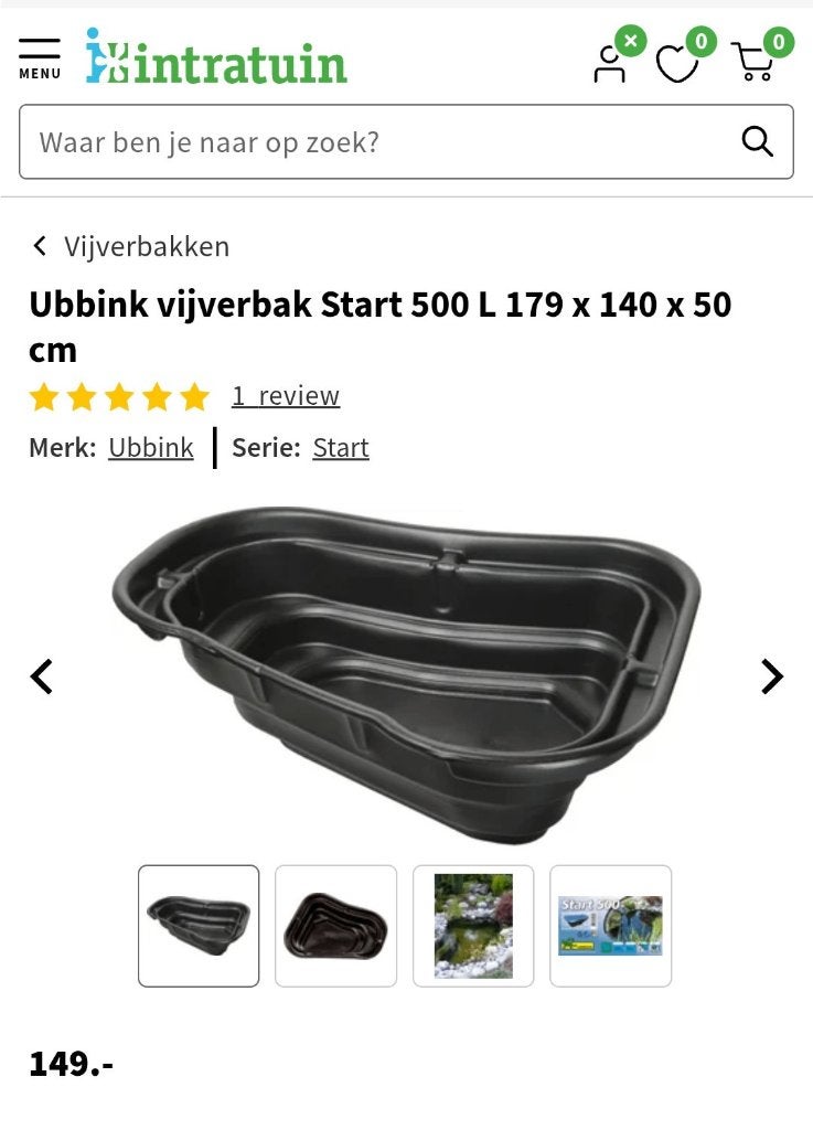 Mooie 500L Ubbink vijver met toebehoren, Ophalen, Zo goed als nieuw