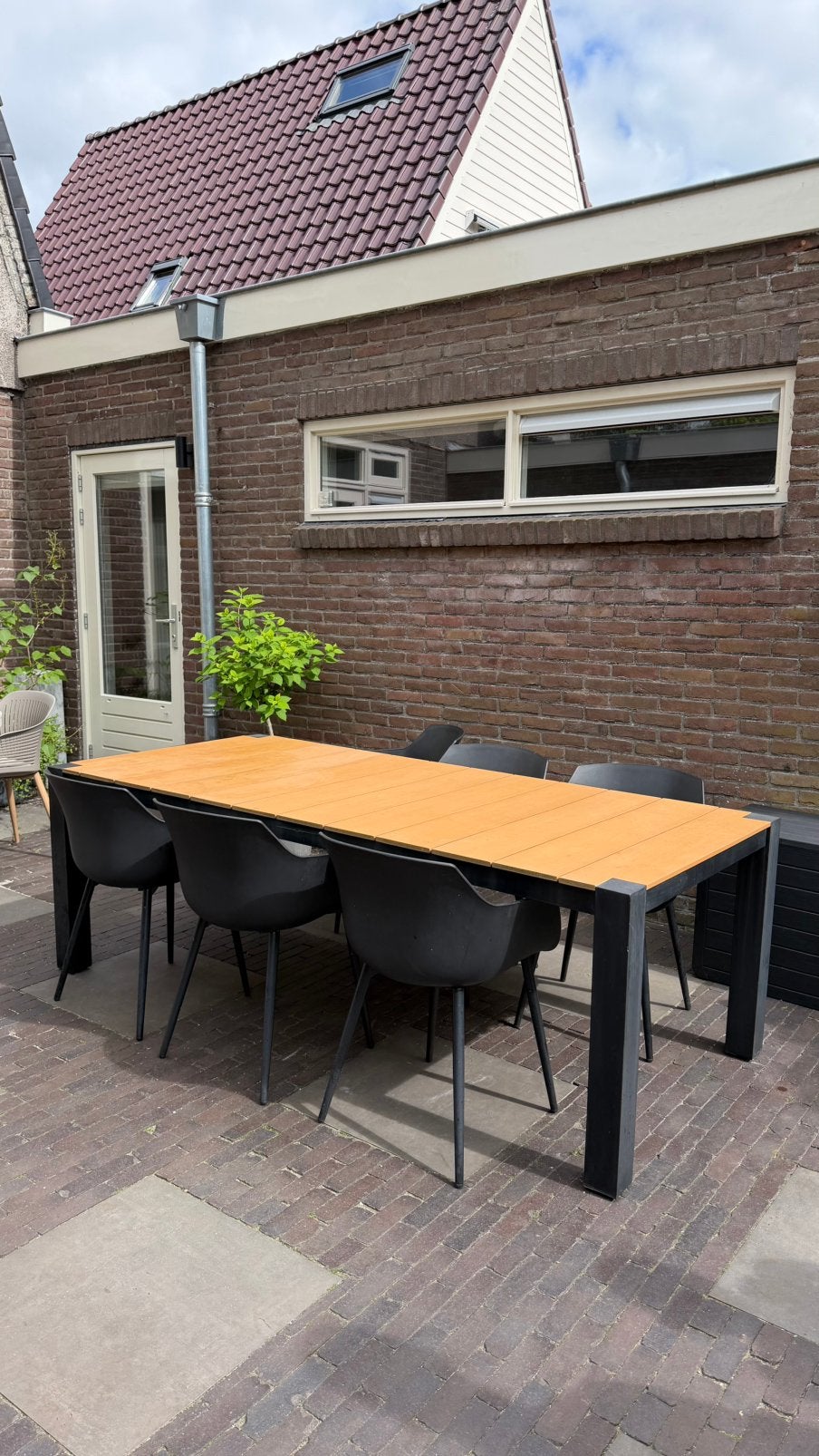 Buitentafel met kunststof blad, Ophalen, Gebruikt, Rechthoekig, Kunststof