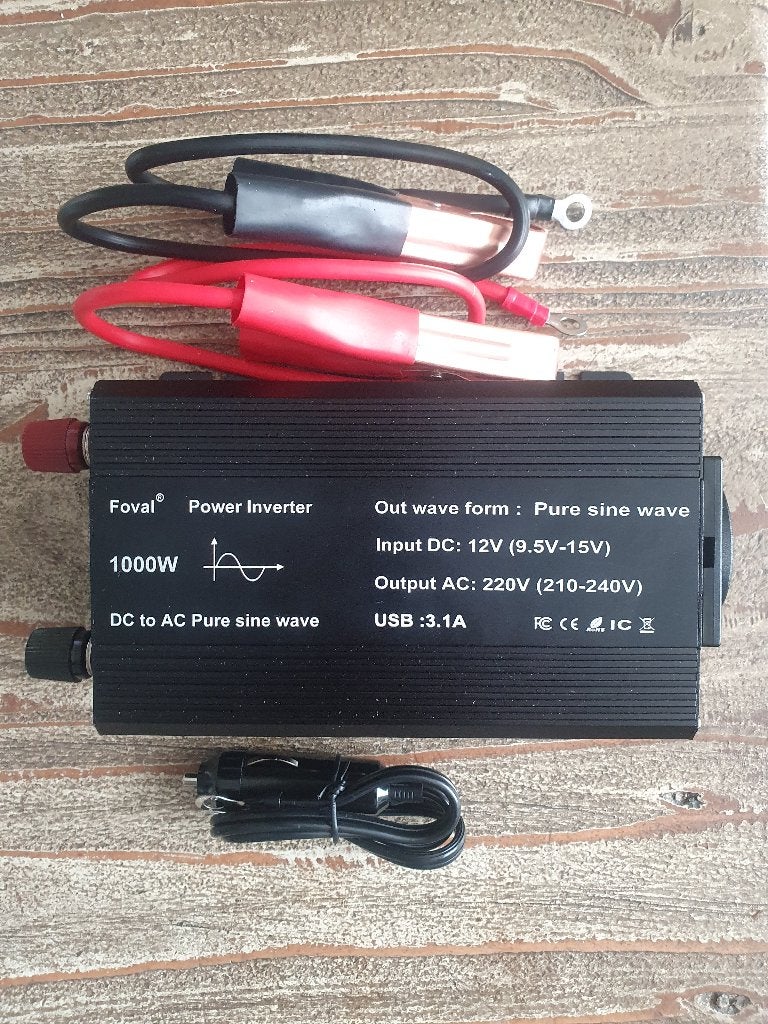 Foval 1000W Pure Sine Wave Omvormer 12V naar 220V – Nieuw, Ophalen of Verzenden, Nieuw, Universele onderdelen