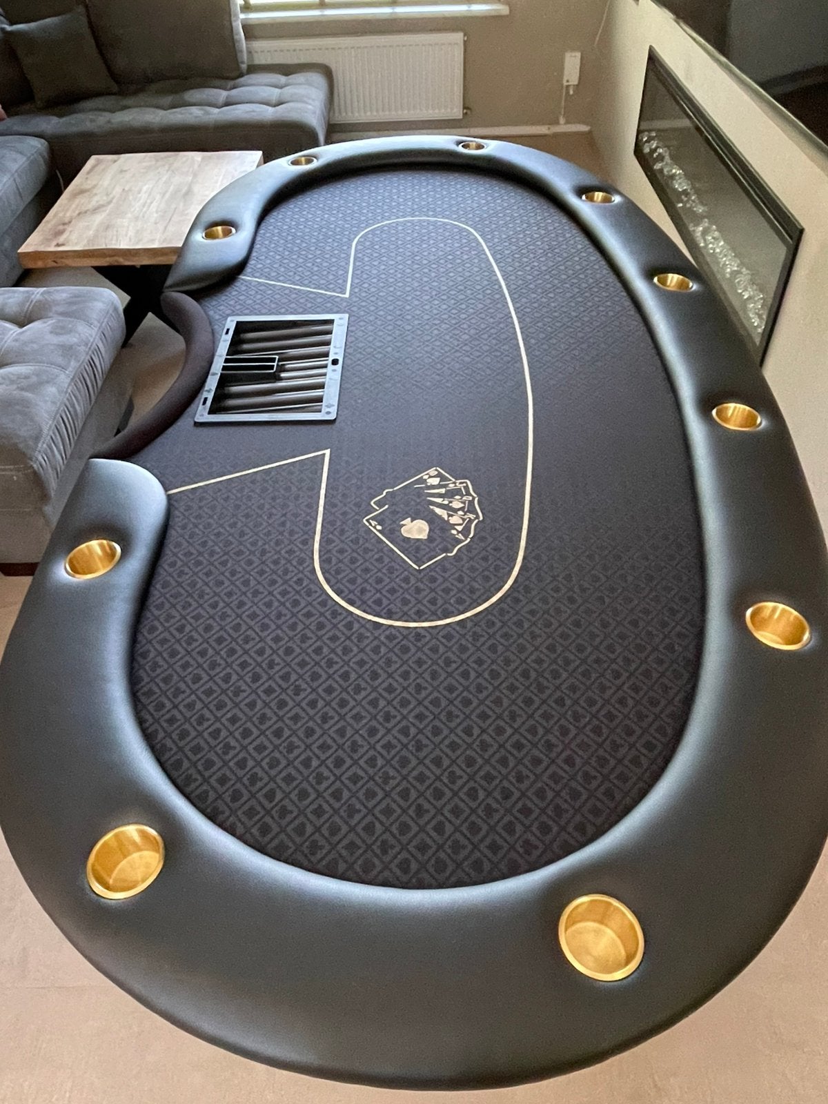 Nieuwe Pokertafel 10 personen + dealer, Hobby en Vrije tijd, Gezelschapsspellen | Kaartspellen, Ophalen, Zo goed als nieuw