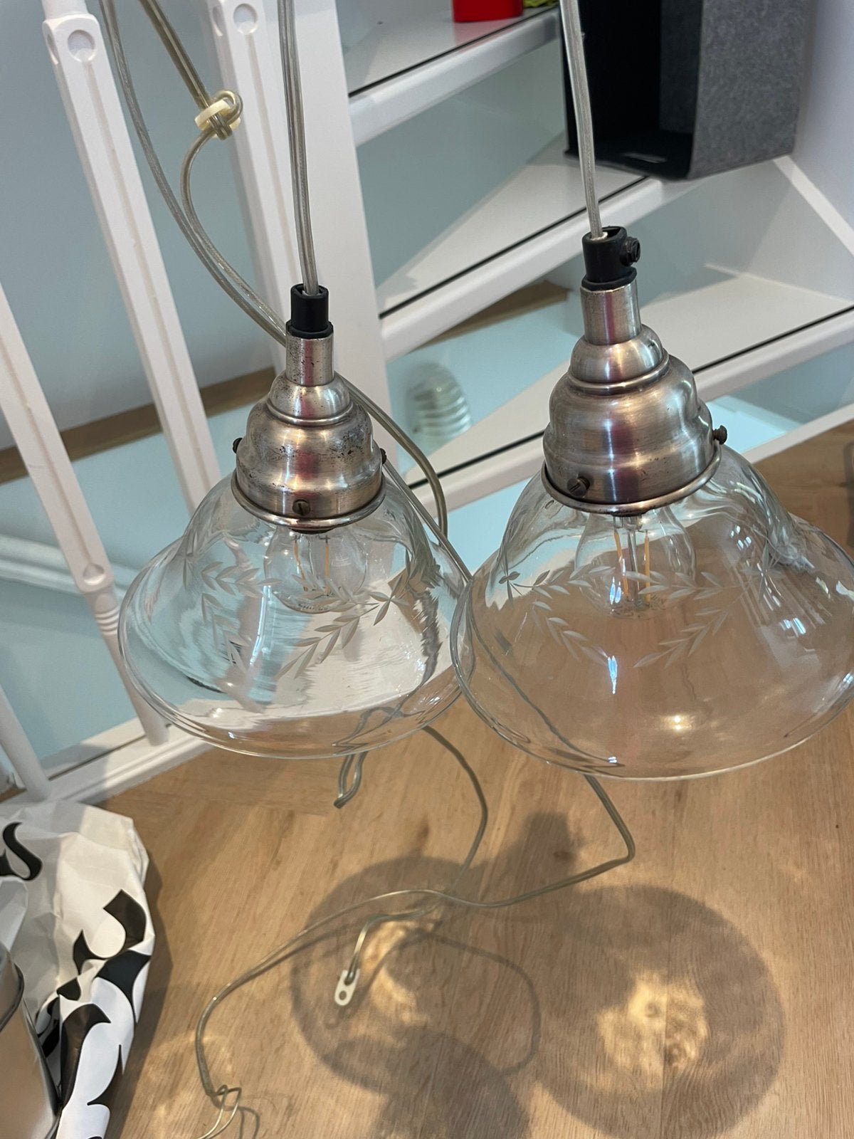 Vintage hanglampen, Ophalen, Gebruikt, Glas, E14 (klein)