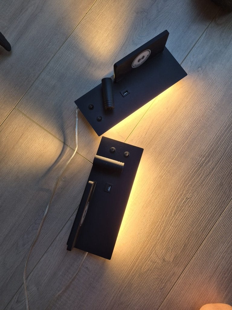 Design Bed Wandlamp met dubbele schakelaar en USB, Ophalen, Gebruikt, Bedlamp, Zwart