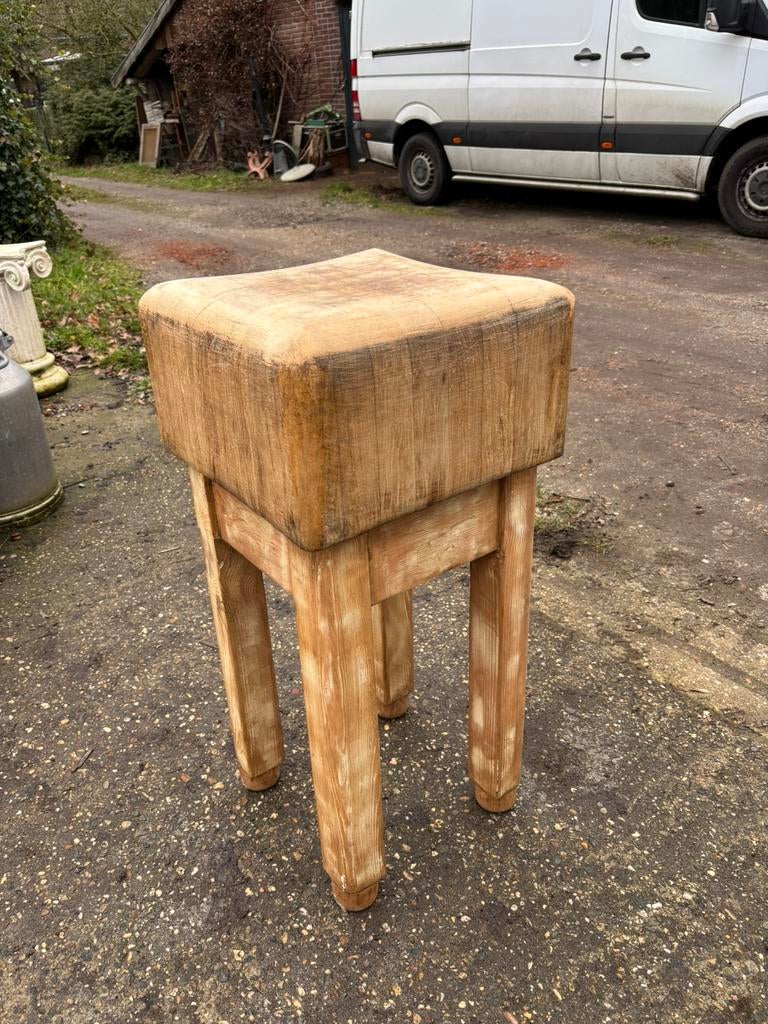 Oude slagers hakblok beukenhout blok 40 x 40 cm, Ophalen of Verzenden