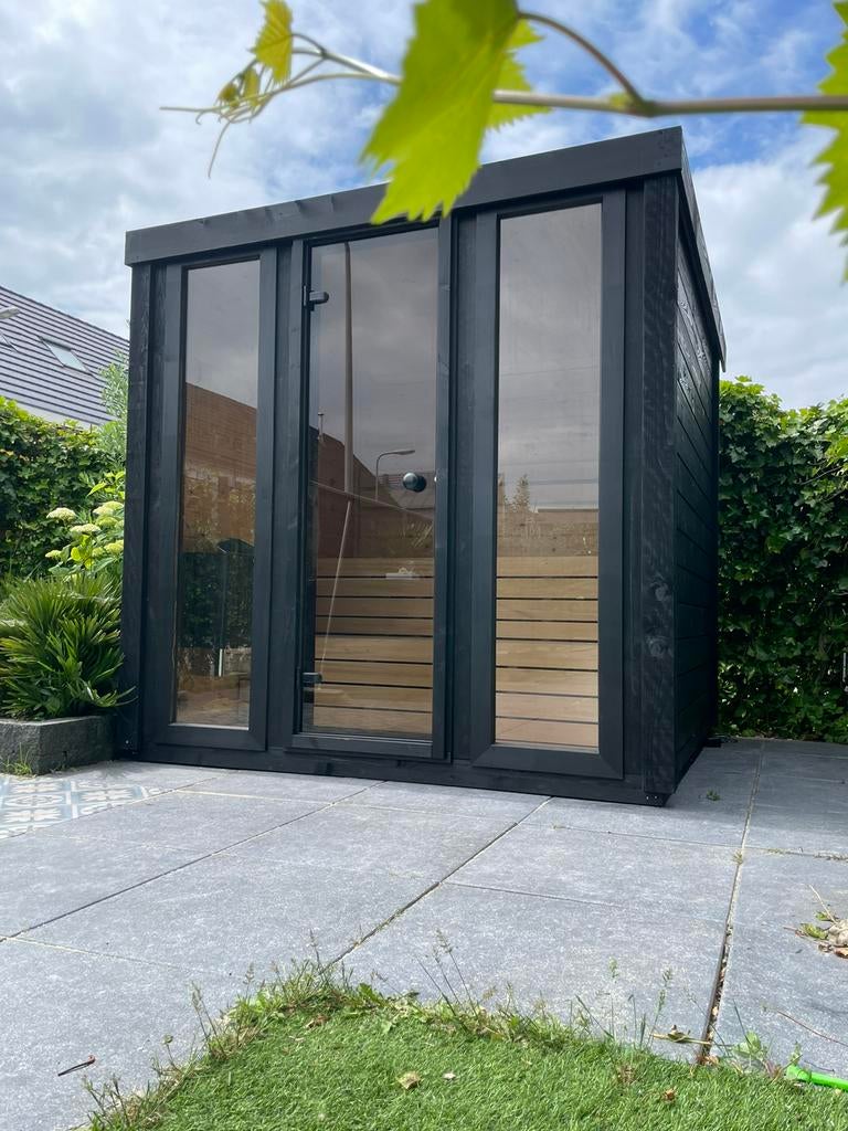 Black edition Panorama Buitensauna tuinsauna Finse sauna, Sport en Fitness, Sauna, Nieuw, Complete sauna, Ophalen of Verzenden