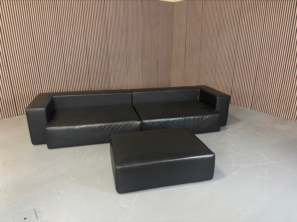 GRATIS LEVERING Jencikova Design Bank Leer Zwart 350x115, 100 tot 125 cm, 300 cm of meer, Leer, Ophalen of Verzenden