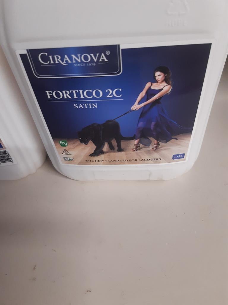 2 x 5 ltr.kannen Ciranova Fortico Satin parketlak, Overige materialen, 30 cm of meer, 50 tot 150 cm, Nieuw