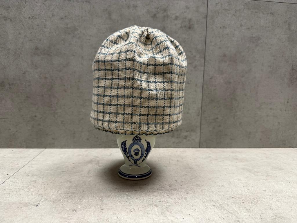 Delfst Blauw lampje met stoffen kapje - 11034, Ophalen of Verzenden