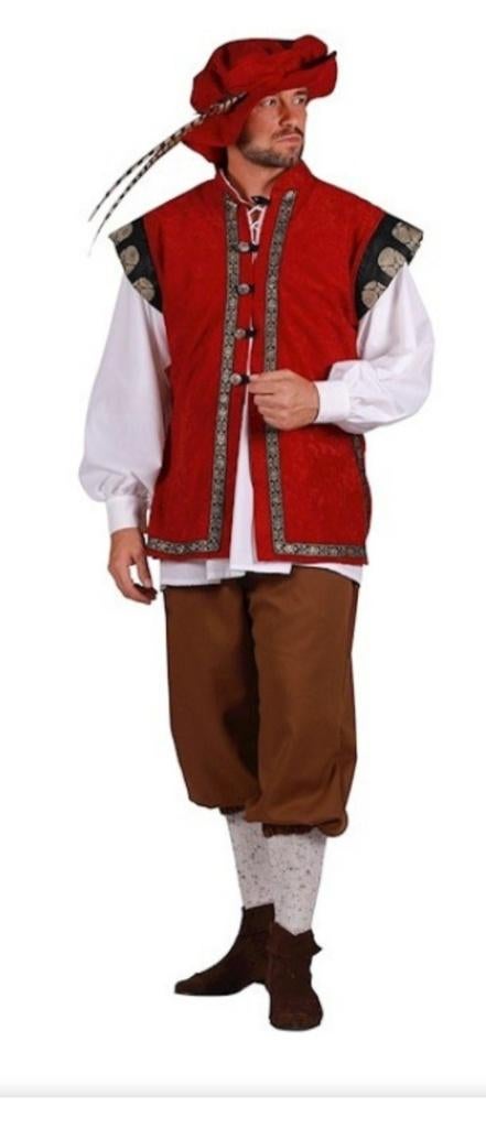 Middeleeuwse marktkoopman 4-delig maat M (Carnaval/toneel), Ophalen of Verzenden, Zo goed als nieuw, Kostuum, Carnaval