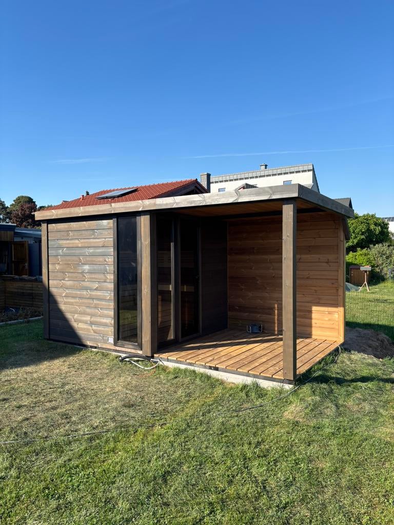Maatwerk buitensauna Thermowood of Grenen Nl  fabrikaat, Ophalen of Verzenden, Zo goed als nieuw