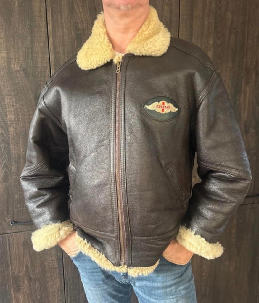 Leren piloten jas Aviation Leathercraft sheepskin lammycoat, Kleding | Heren, Jassen | Winter, Ophalen of Verzenden, Gedragen