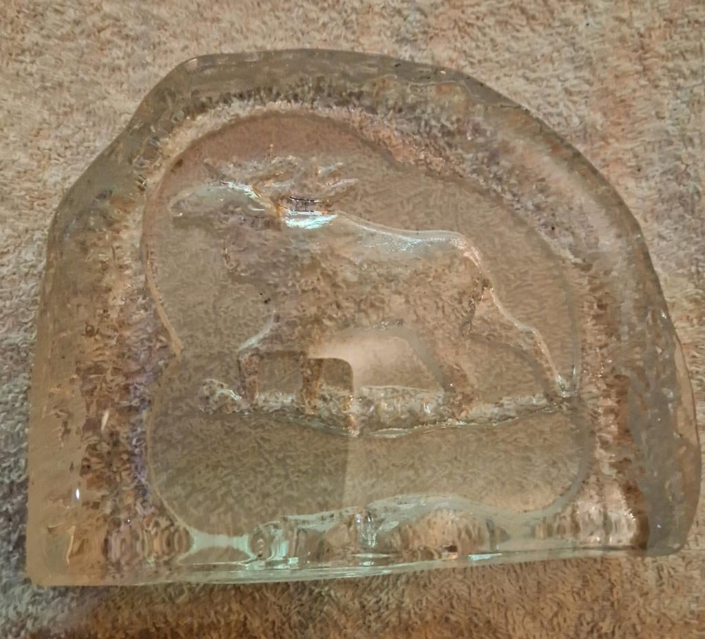 Loodkristallen glassculptuur ets hert., Ophalen of Verzenden